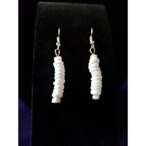 Puka Shell Earrings, Solid White, Beach Style, Lightweight